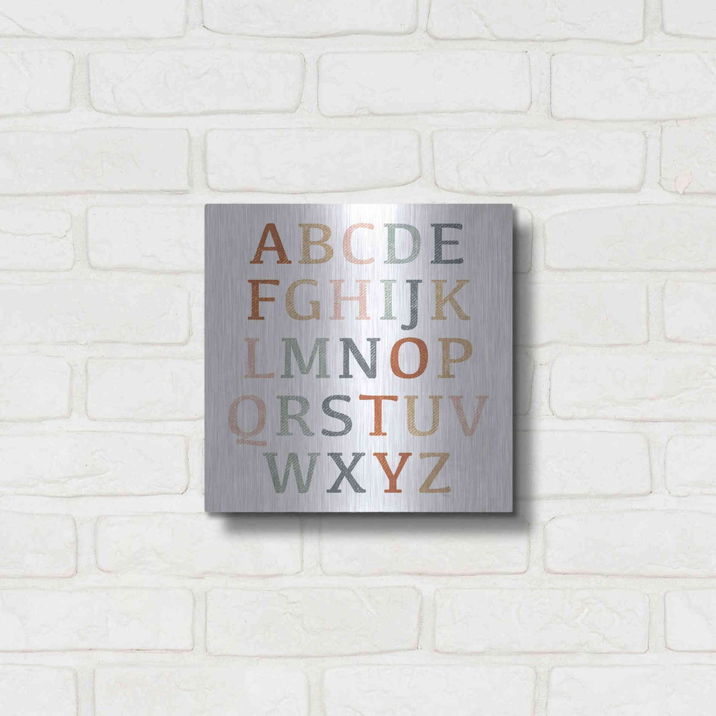 Luxe Metal Art 'Rustic Rainbow Alphabet' by Heidi Kuntz, Metal Wall Art,12x12