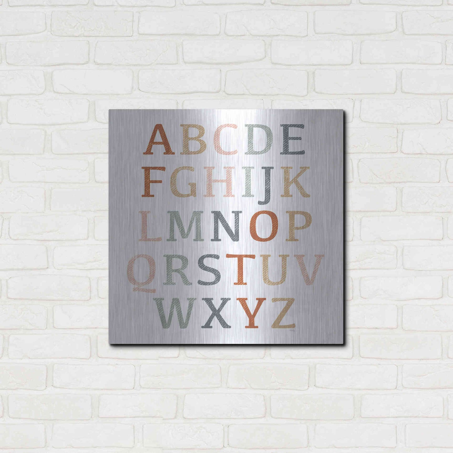 Luxe Metal Art 'Rustic Rainbow Alphabet' by Heidi Kuntz, Metal Wall Art,24x24