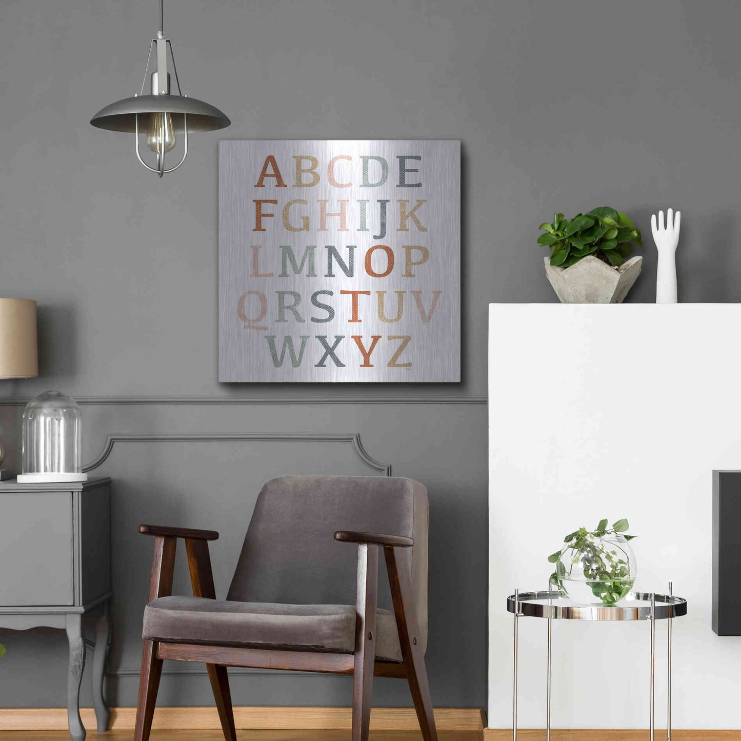 Luxe Metal Art 'Rustic Rainbow Alphabet' by Heidi Kuntz, Metal Wall Art,24x24