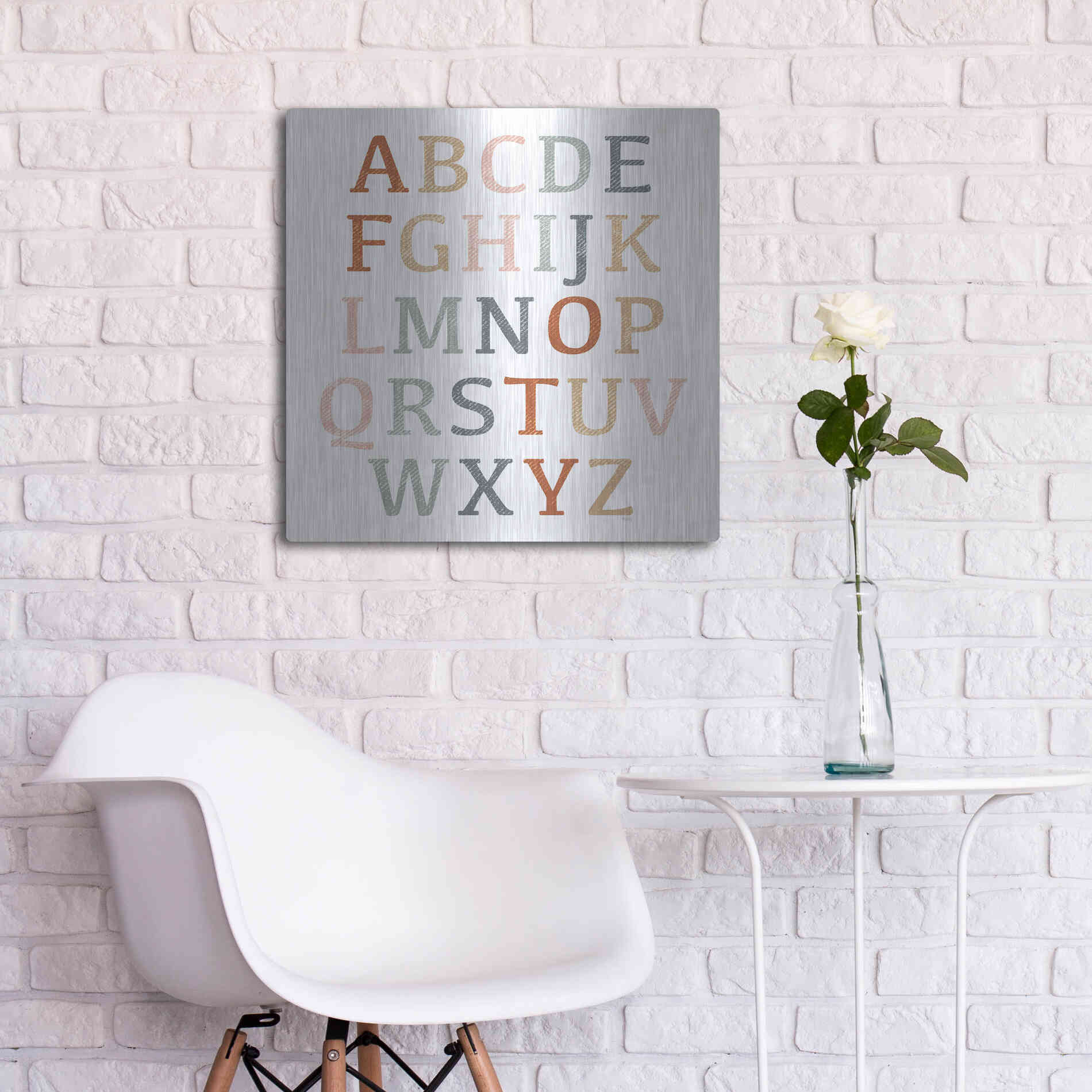 Luxe Metal Art 'Rustic Rainbow Alphabet' by Heidi Kuntz, Metal Wall Art,24x24