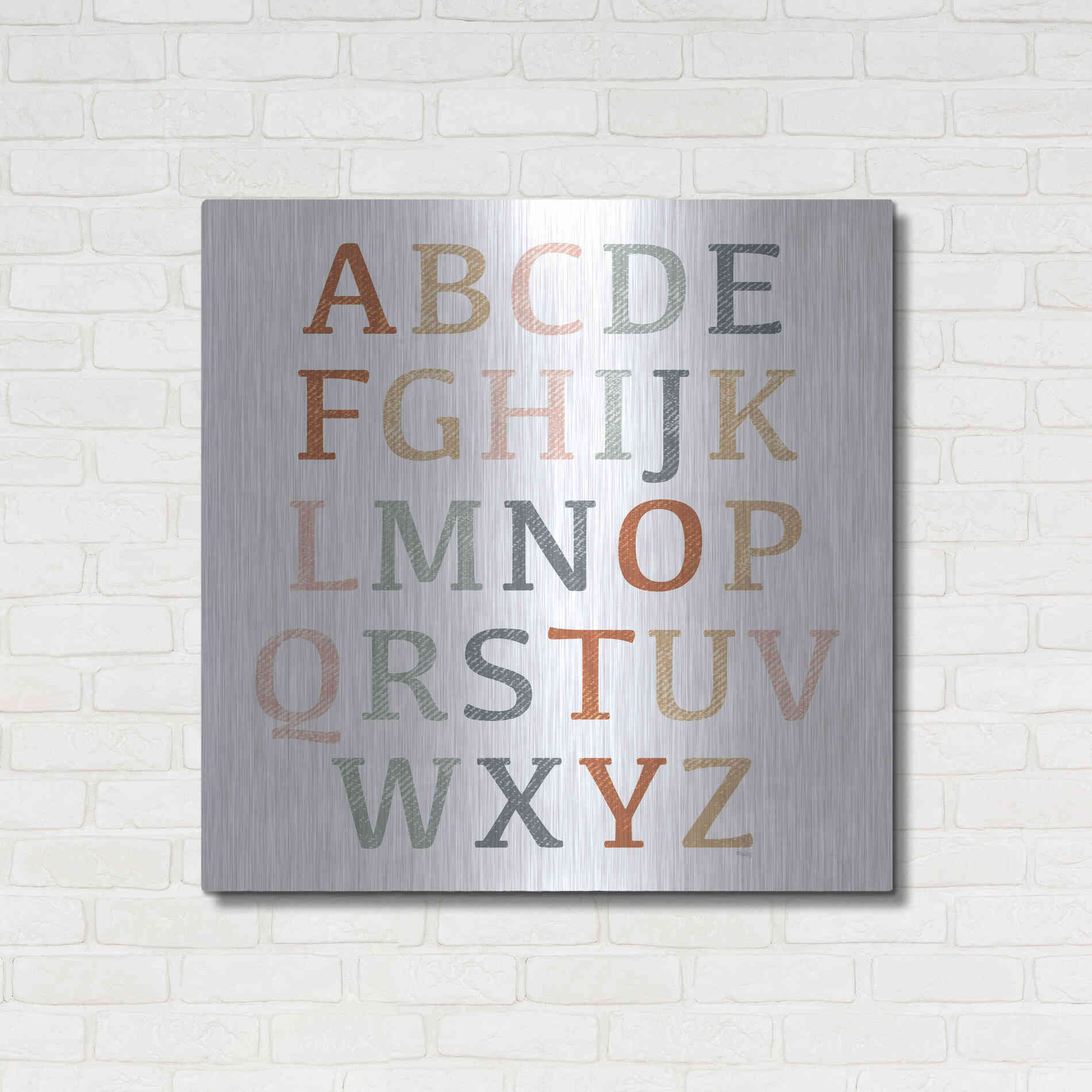 Luxe Metal Art 'Rustic Rainbow Alphabet' by Heidi Kuntz, Metal Wall Art,36x36