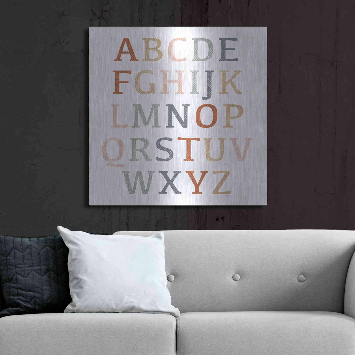 Luxe Metal Art 'Rustic Rainbow Alphabet' by Heidi Kuntz, Metal Wall Art,36x36