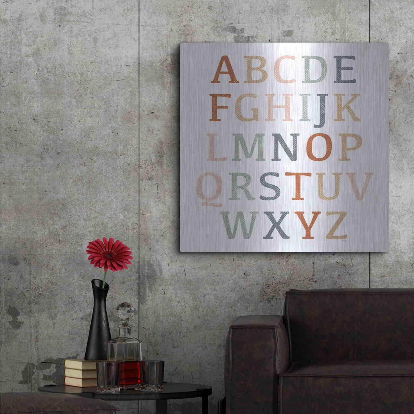 Luxe Metal Art 'Rustic Rainbow Alphabet' by Heidi Kuntz, Metal Wall Art,36x36
