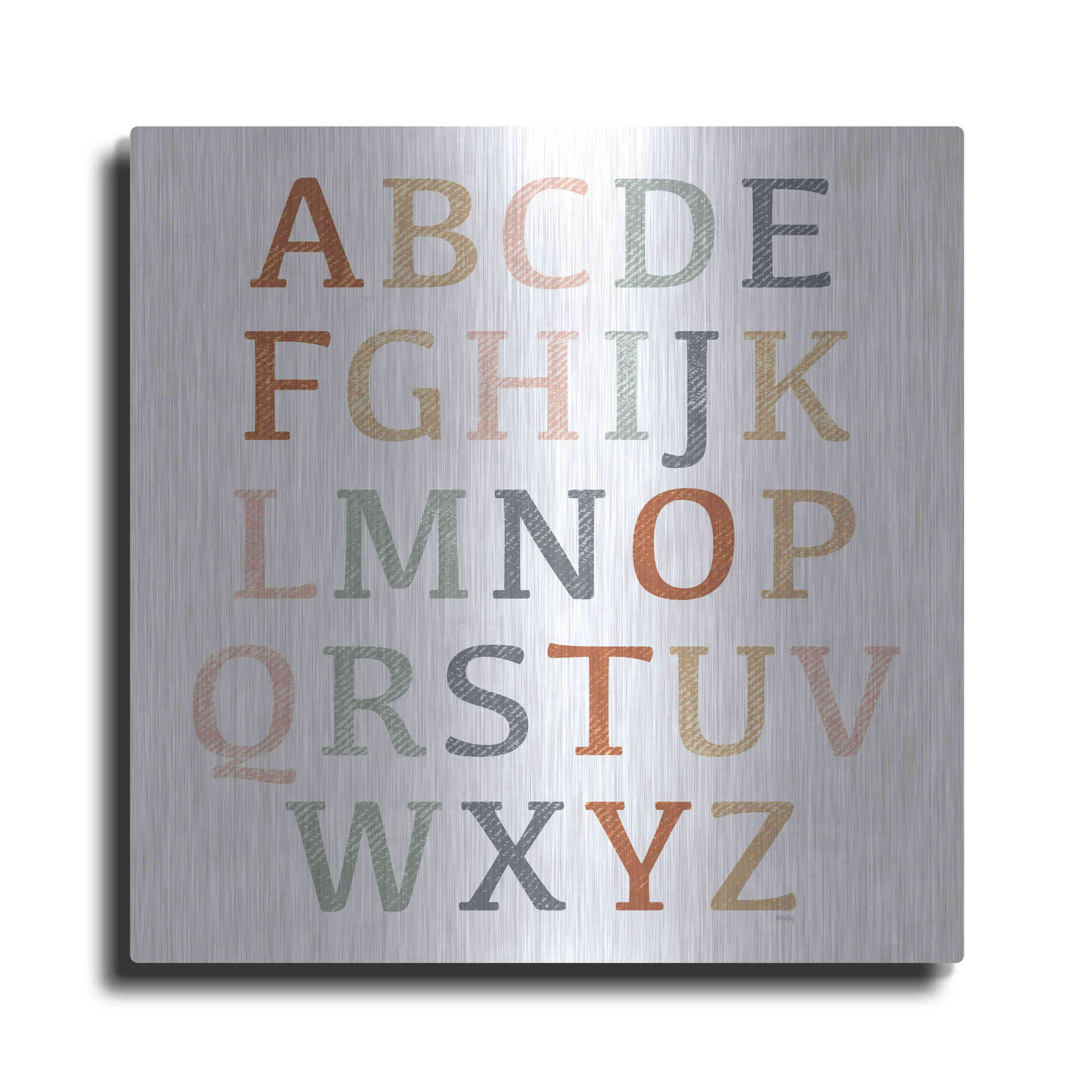 Luxe Metal Art 'Rustic Rainbow Alphabet' by Heidi Kuntz, Metal Wall Art