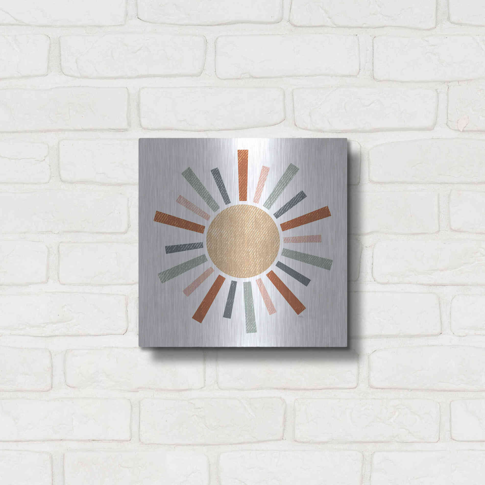 Luxe Metal Art 'Rustic Rainbow Sun' by Heidi Kuntz, Metal Wall Art,12x12
