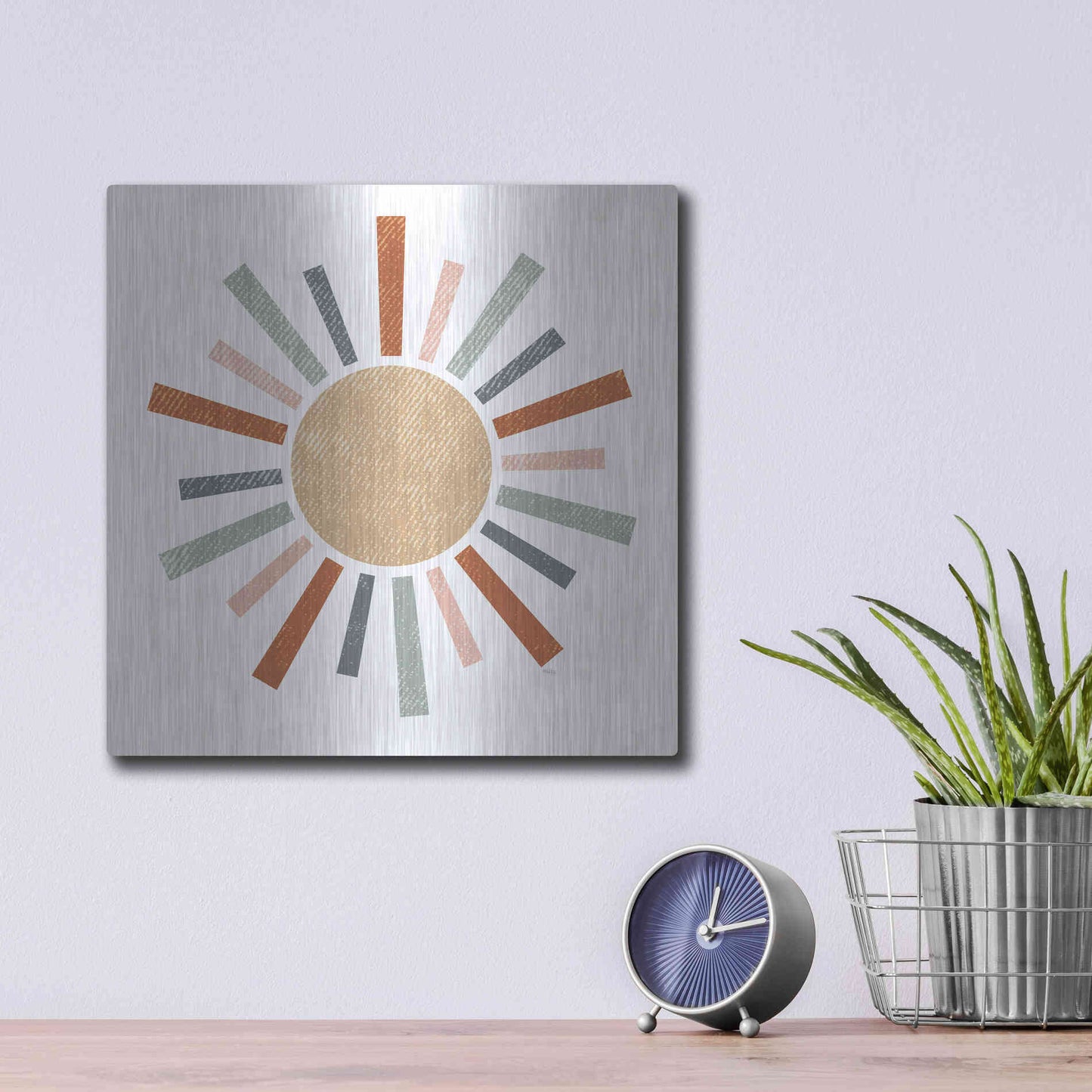 Luxe Metal Art 'Rustic Rainbow Sun' by Heidi Kuntz, Metal Wall Art,12x12