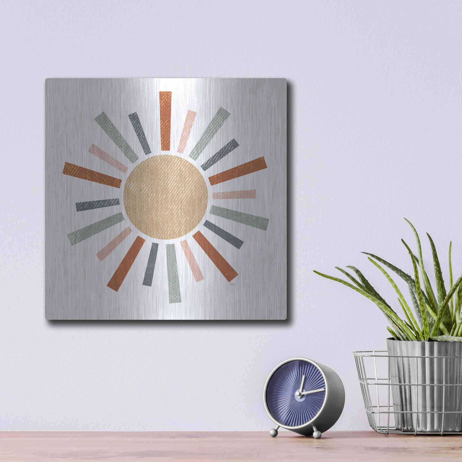 Luxe Metal Art 'Rustic Rainbow Sun' by Heidi Kuntz, Metal Wall Art,12x12