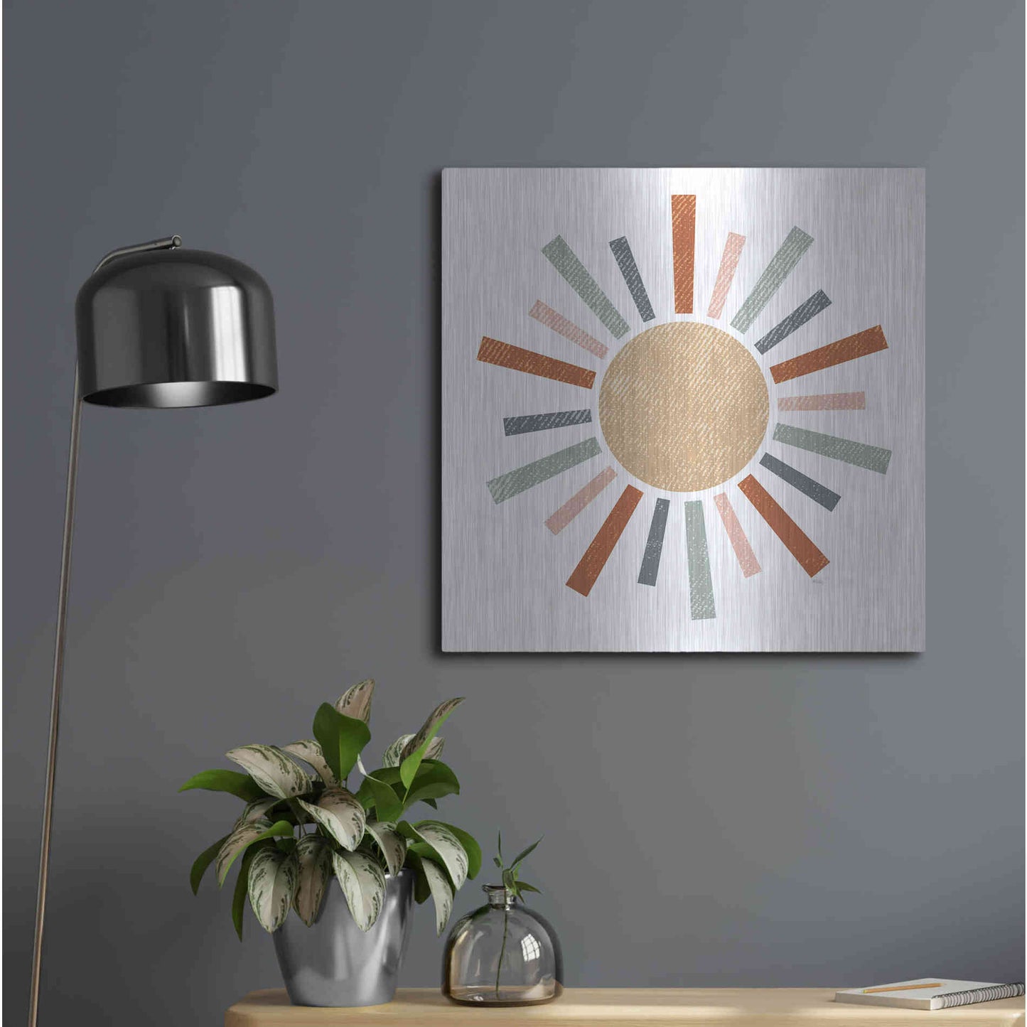 Luxe Metal Art 'Rustic Rainbow Sun' by Heidi Kuntz, Metal Wall Art,24x24