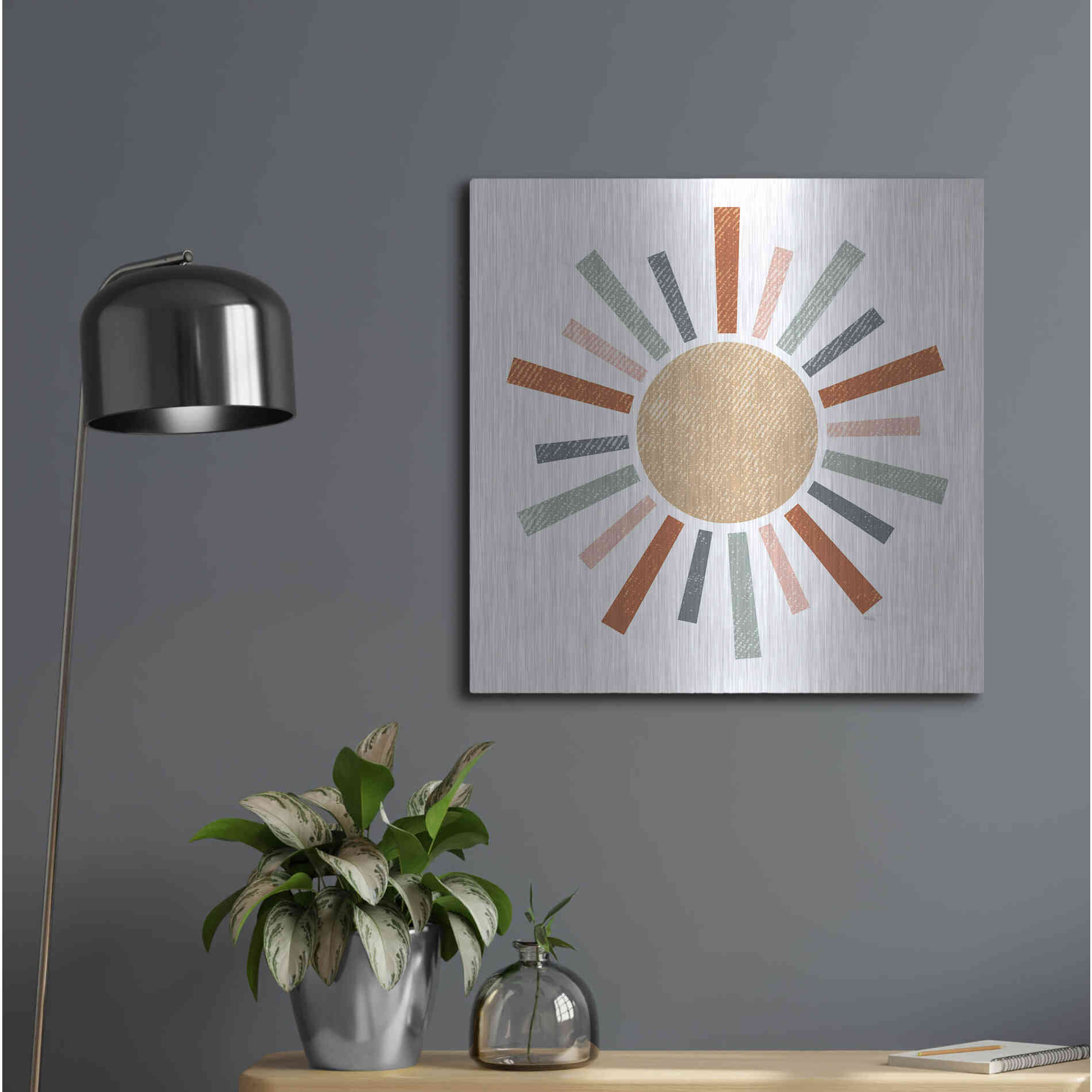 Luxe Metal Art 'Rustic Rainbow Sun' by Heidi Kuntz, Metal Wall Art,24x24