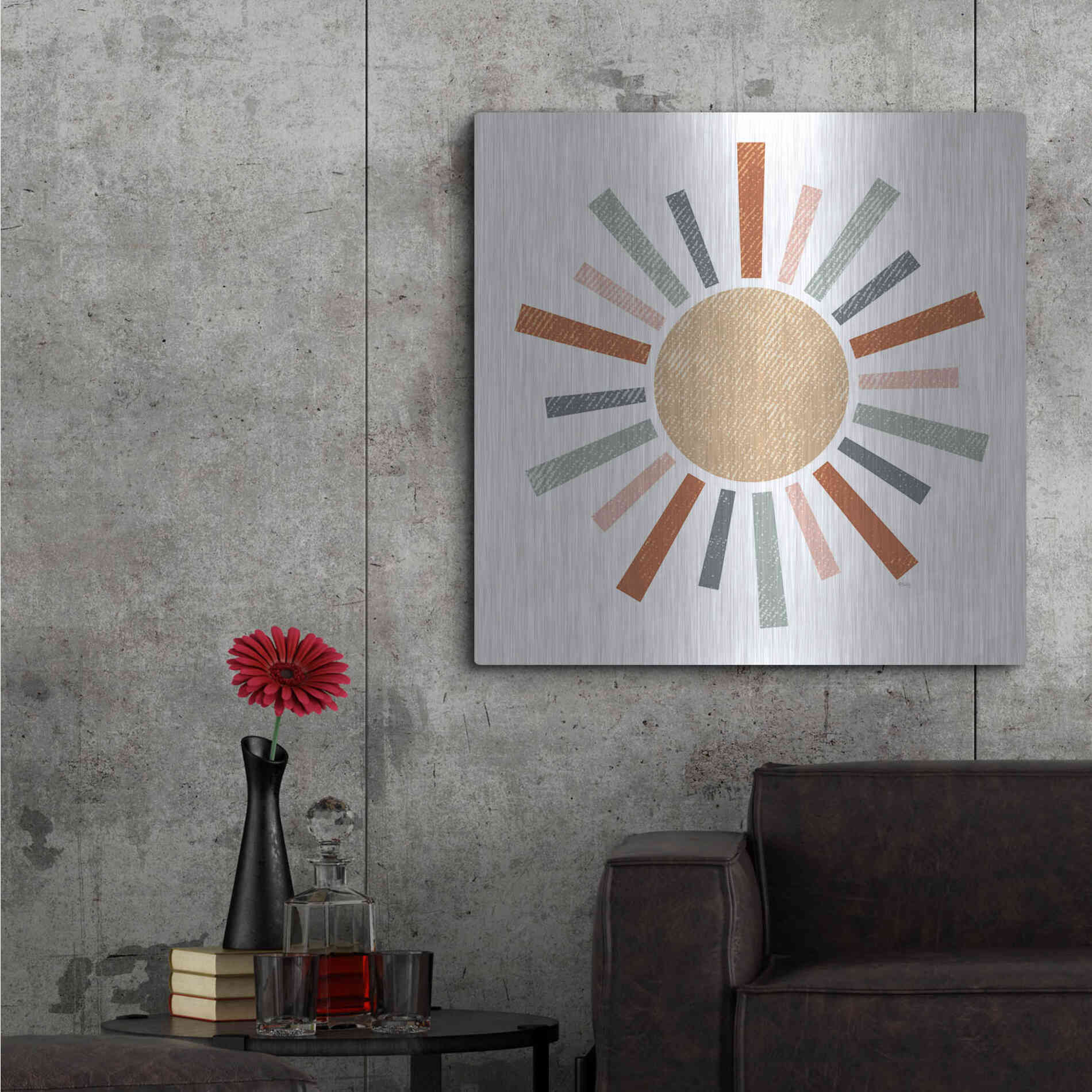 Luxe Metal Art 'Rustic Rainbow Sun' by Heidi Kuntz, Metal Wall Art,36x36