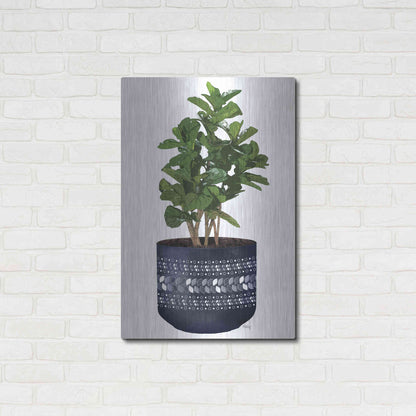 Luxe Metal Art 'Blue Potted Fig Tree' by Heidi Kuntz, Metal Wall Art,24x36