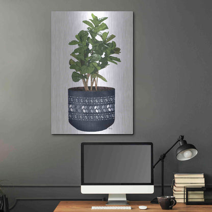 Luxe Metal Art 'Blue Potted Fig Tree' by Heidi Kuntz, Metal Wall Art,24x36