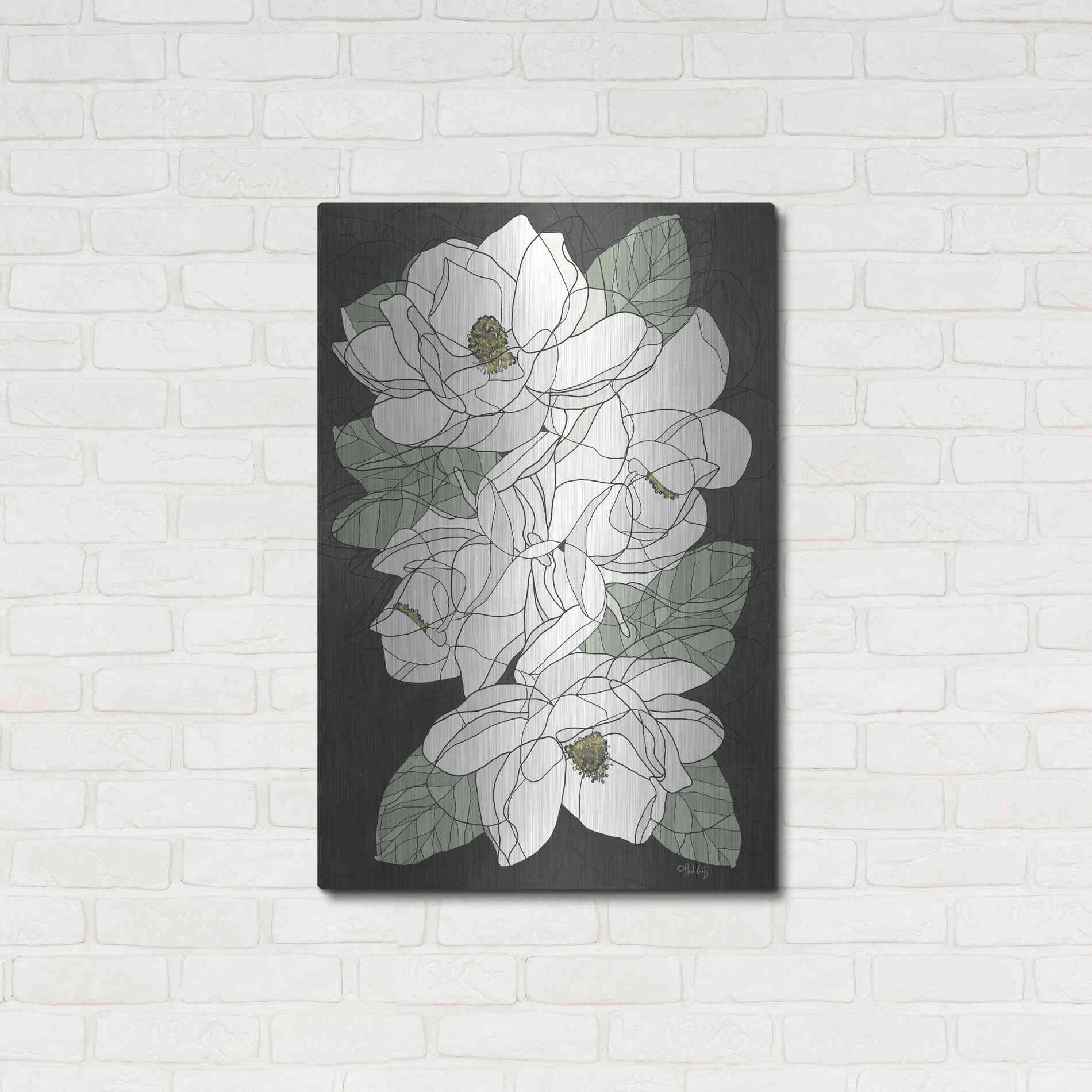 Luxe Metal Art 'Cascading Magnolias' by Heidi Kuntz, Metal Wall Art,24x36