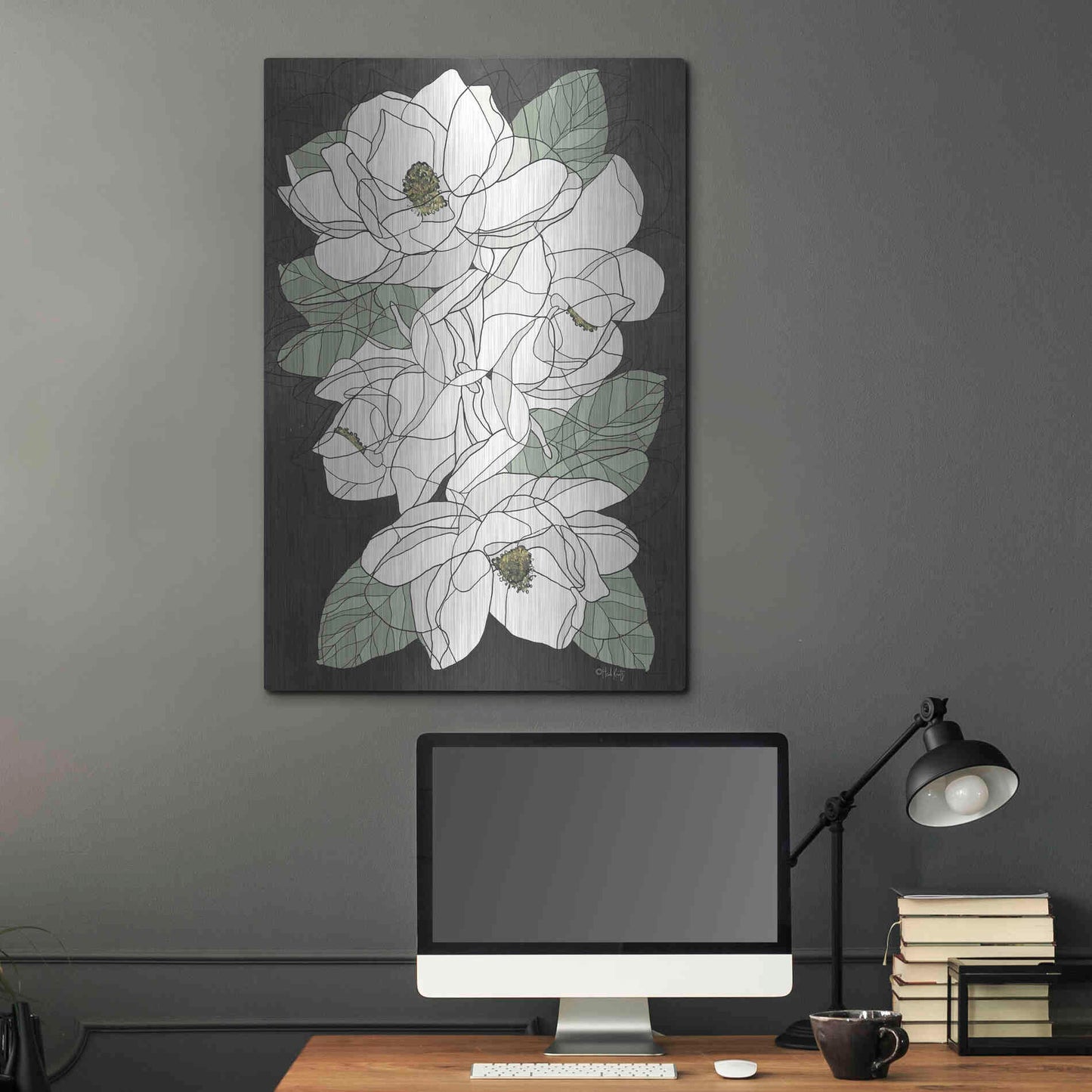 Luxe Metal Art 'Cascading Magnolias' by Heidi Kuntz, Metal Wall Art,24x36