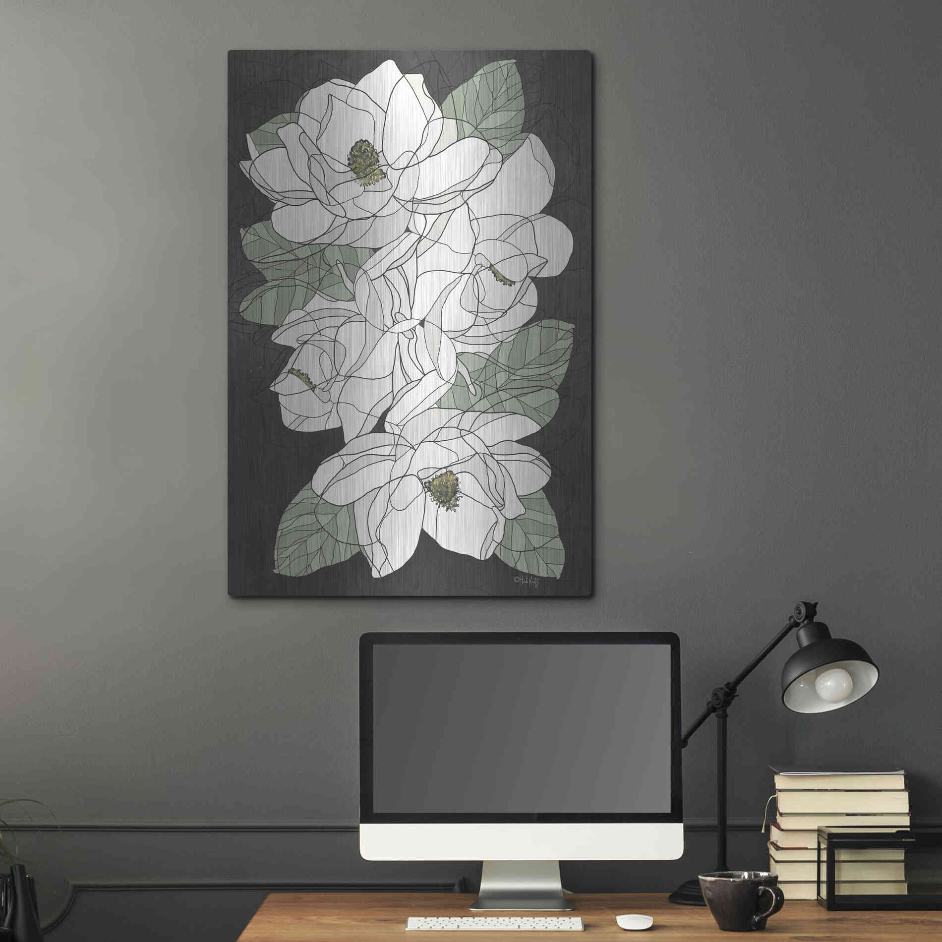 Luxe Metal Art 'Cascading Magnolias' by Heidi Kuntz, Metal Wall Art,24x36