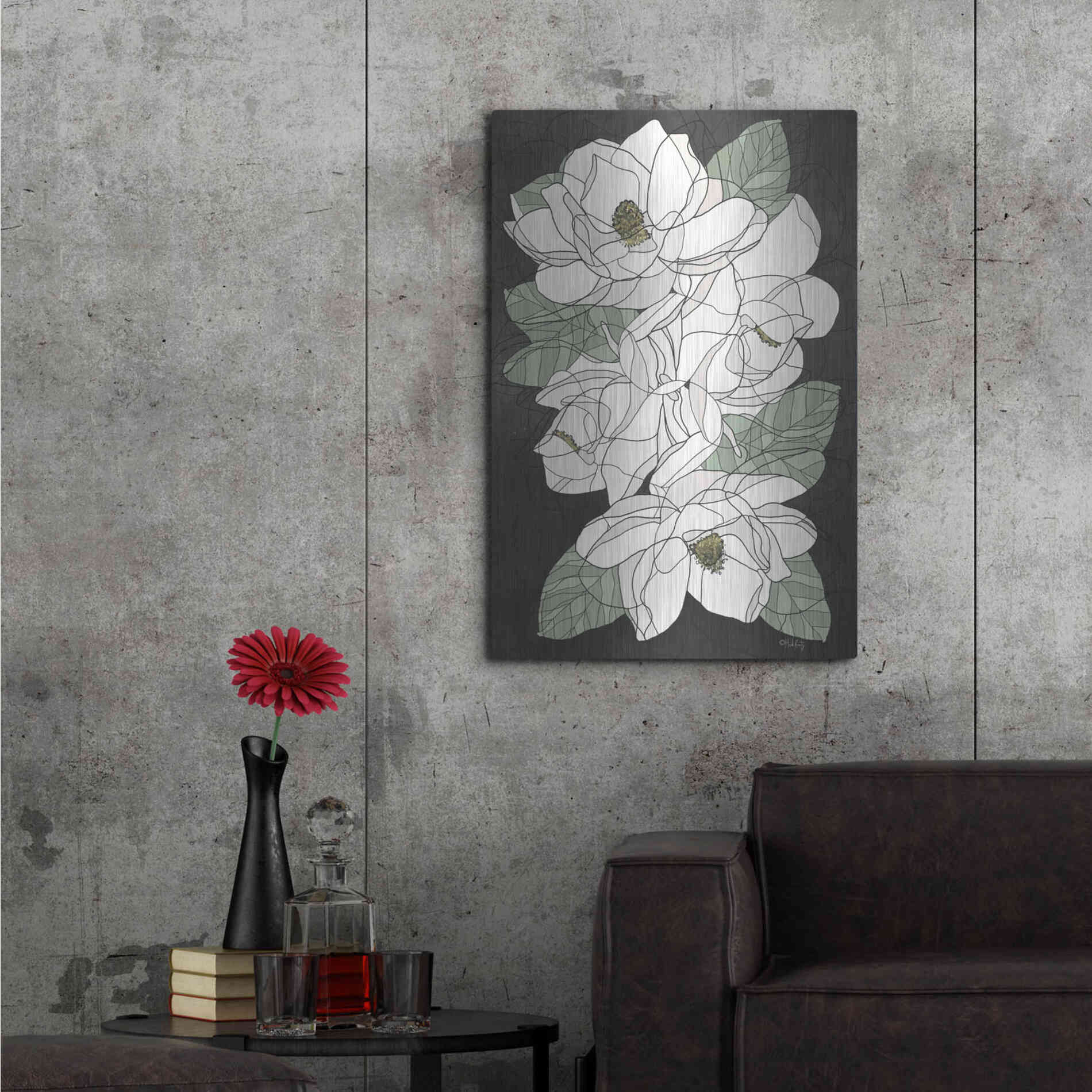Luxe Metal Art 'Cascading Magnolias' by Heidi Kuntz, Metal Wall Art,24x36