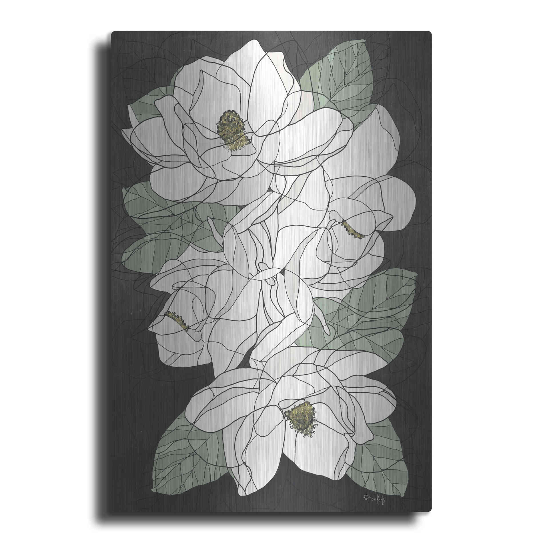 Luxe Metal Art 'Cascading Magnolias' by Heidi Kuntz, Metal Wall Art
