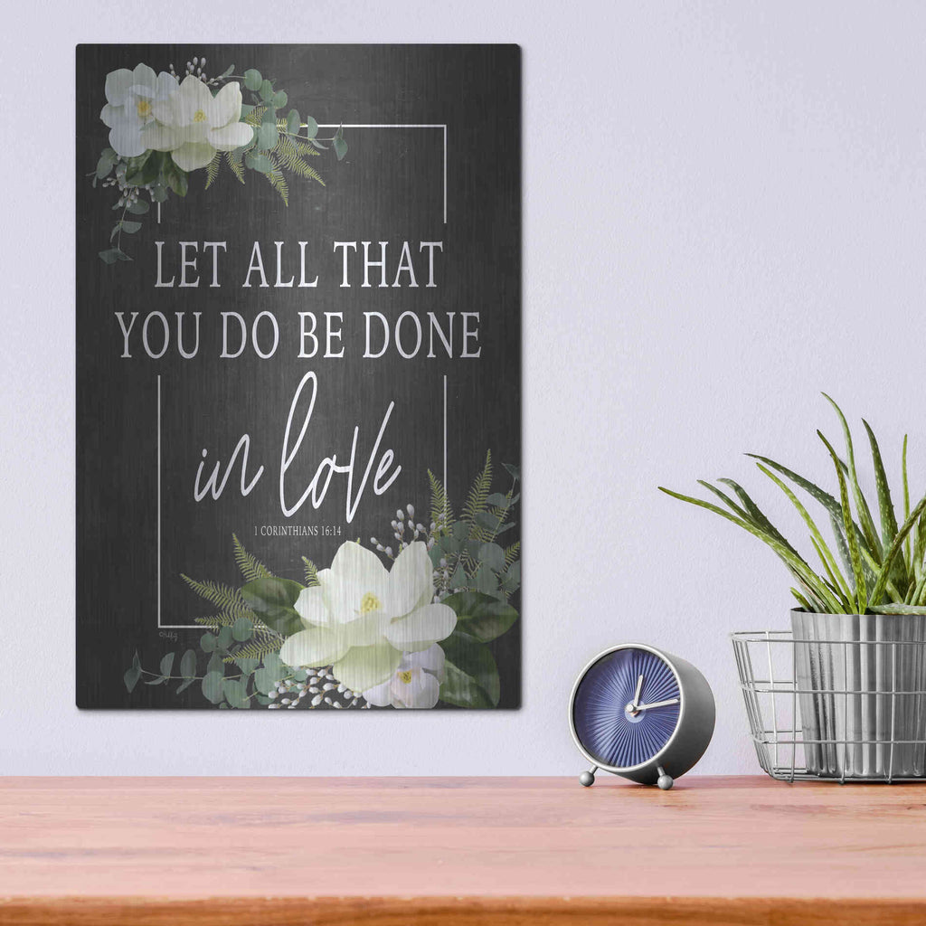 Luxe Metal Art 'Let All That You Do' by Heidi Kuntz, Metal Wall Art,12x16