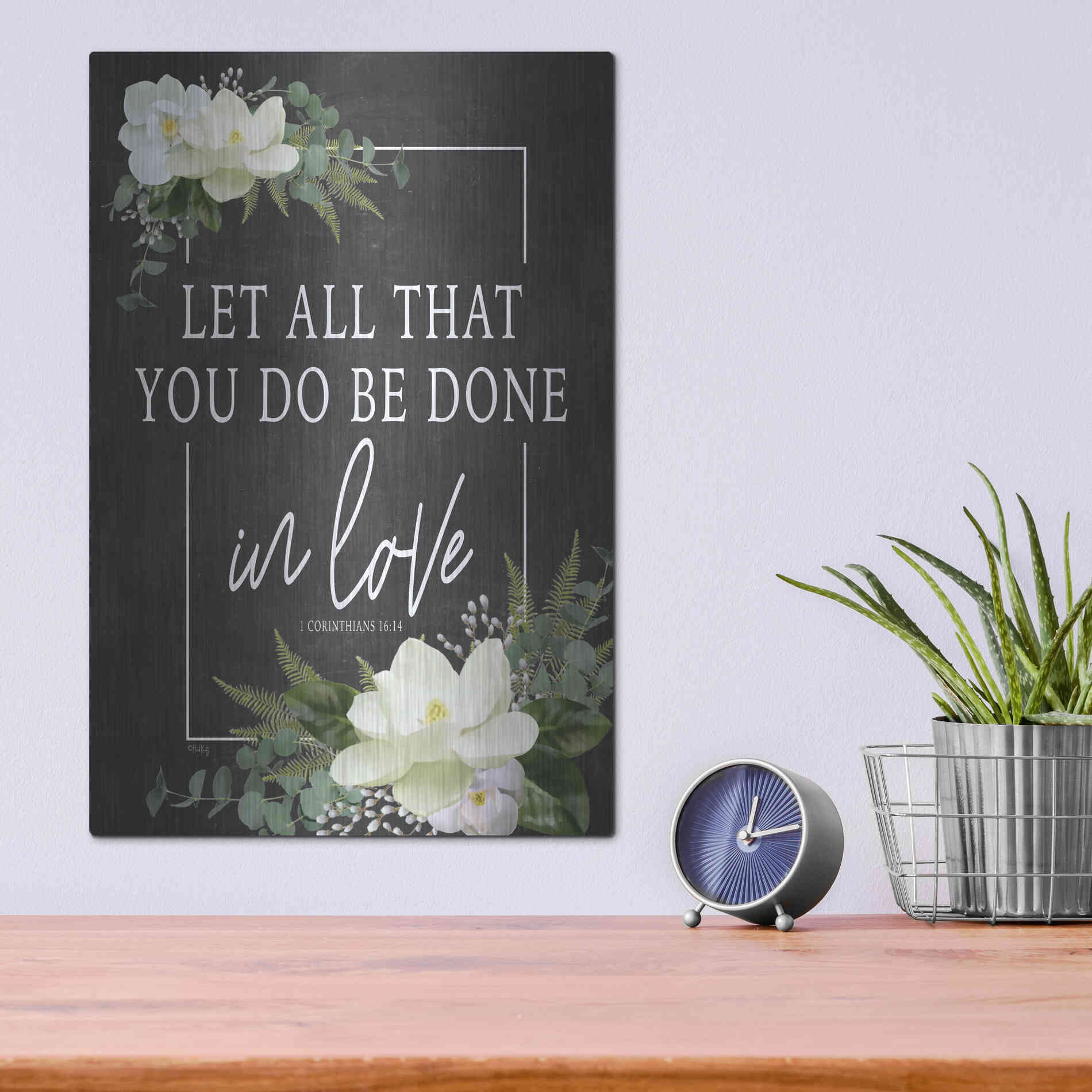 Luxe Metal Art 'Let All That You Do' by Heidi Kuntz, Metal Wall Art,12x16