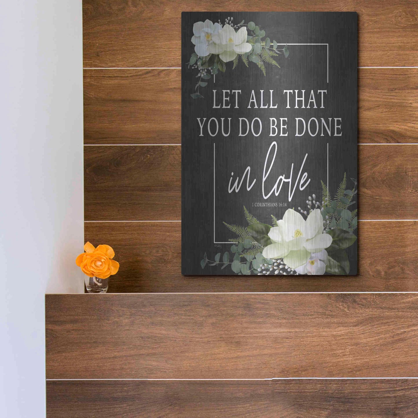 Luxe Metal Art 'Let All That You Do' by Heidi Kuntz, Metal Wall Art,12x16