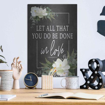 Luxe Metal Art 'Let All That You Do' by Heidi Kuntz, Metal Wall Art,12x16