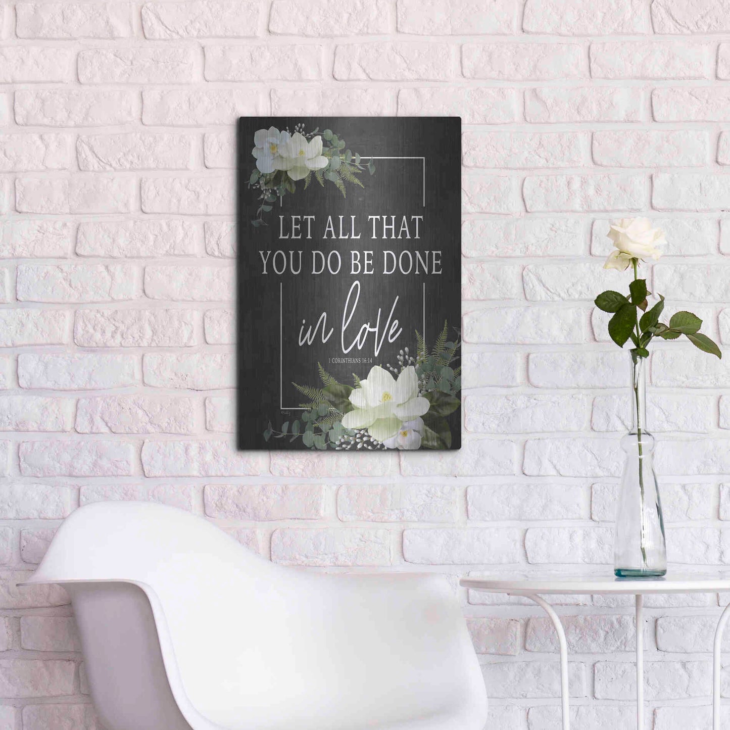 Luxe Metal Art 'Let All That You Do' by Heidi Kuntz, Metal Wall Art,16x24