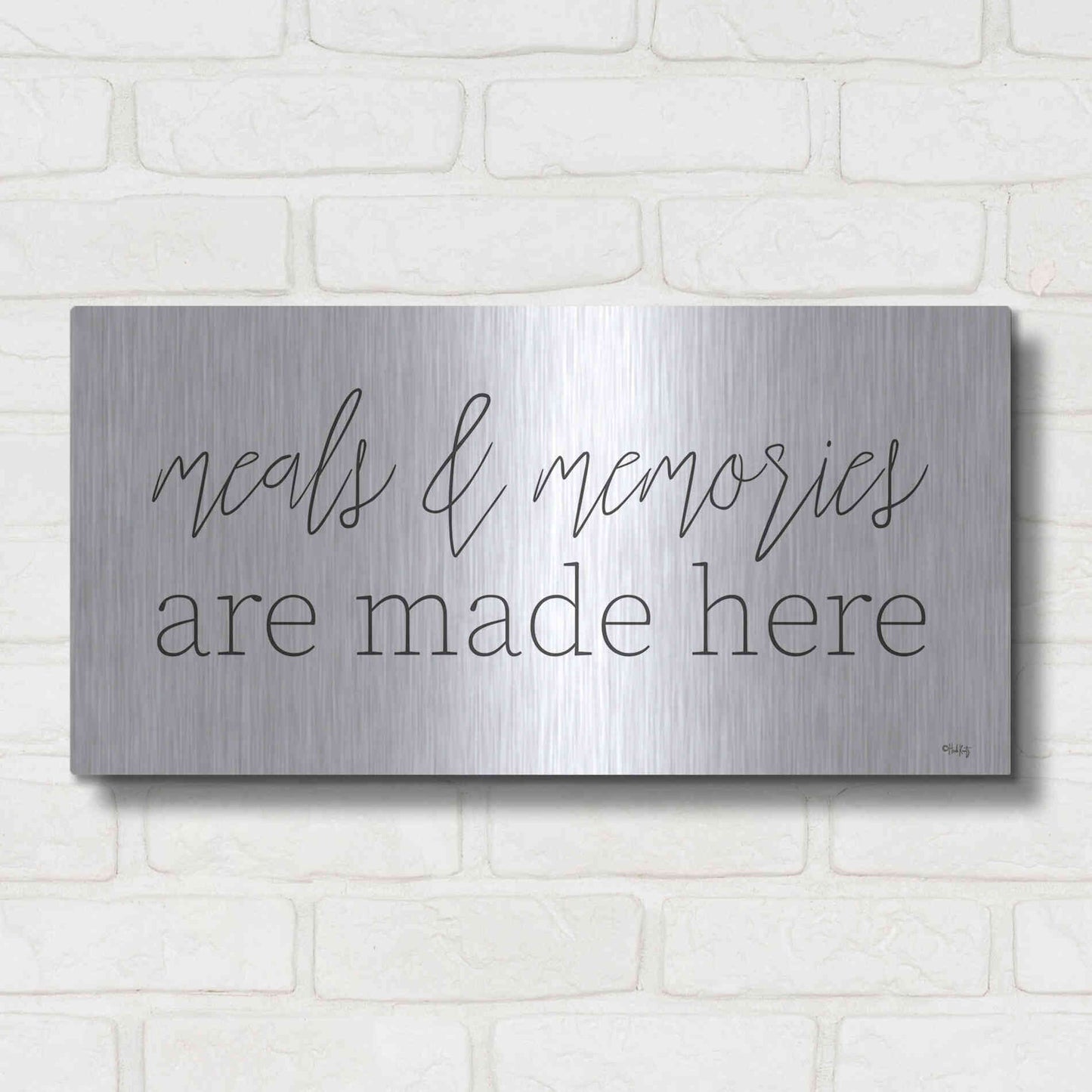 Luxe Metal Art 'Meals & Memories are Made Here' by Heidi Kuntz, Metal Wall Art,24x12
