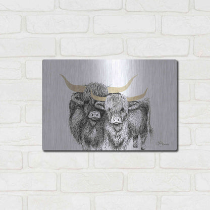 Luxe Metal Art 'Highland Cattle' by Hollihocks Art, Metal Wall Art,16x12