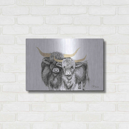 Luxe Metal Art 'Highland Cattle' by Hollihocks Art, Metal Wall Art,24x16