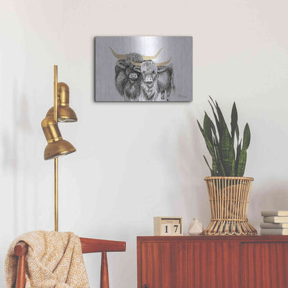Luxe Metal Art 'Highland Cattle' by Hollihocks Art, Metal Wall Art,24x16
