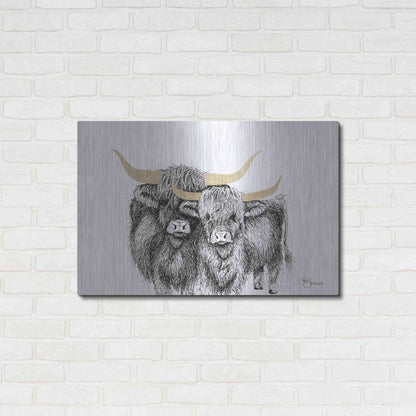 Luxe Metal Art 'Highland Cattle' by Hollihocks Art, Metal Wall Art,36x24