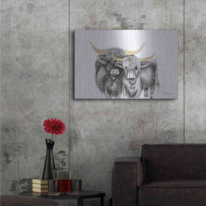 Luxe Metal Art 'Highland Cattle' by Hollihocks Art, Metal Wall Art,36x24