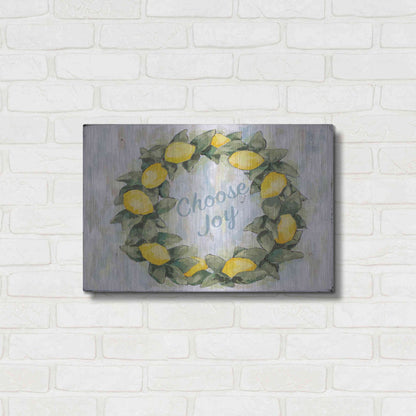 Luxe Metal Art 'Choose Joy Lemon Wreath' by Jennifer Holden, Metal Wall Art,24x16