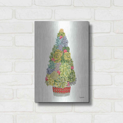 Luxe Metal Art 'Santa's Succulents' by Jennifer Holden, Metal Wall Art,12x16