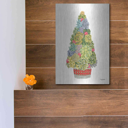 Luxe Metal Art 'Santa's Succulents' by Jennifer Holden, Metal Wall Art,12x16
