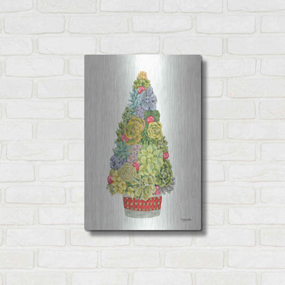 Luxe Metal Art 'Santa's Succulents' by Jennifer Holden, Metal Wall Art,16x24
