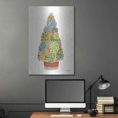 Luxe Metal Art 'Santa's Succulents' by Jennifer Holden, Metal Wall Art,24x36