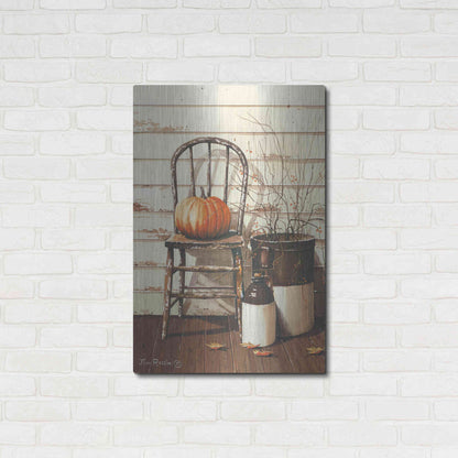 Luxe Metal Art 'Pumpkin & Chair' by John Rossini, Metal Wall Art,24x36