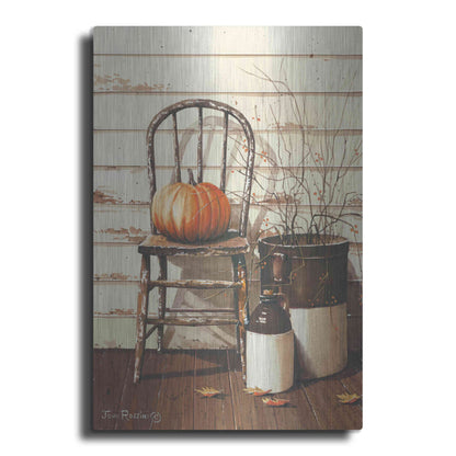 Luxe Metal Art 'Pumpkin & Chair' by John Rossini, Metal Wall Art