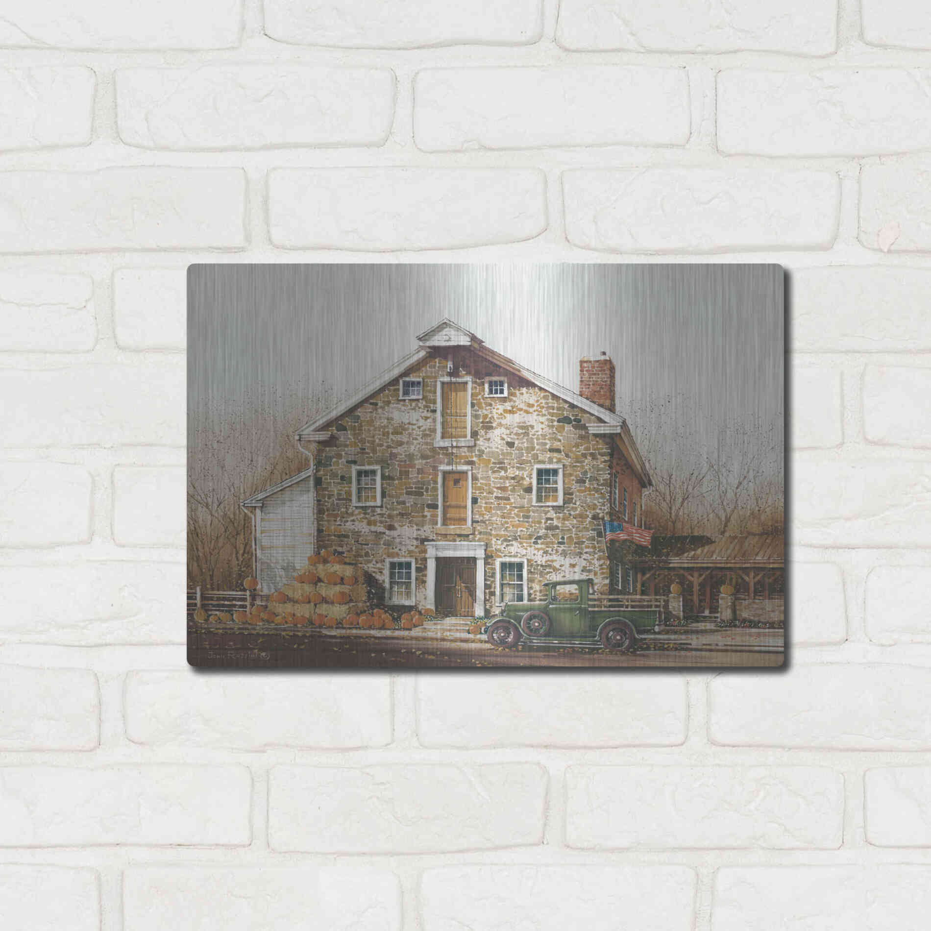 Luxe Metal Art 'Fall is in the Air' by John Rossini, Metal Wall Art,16x12