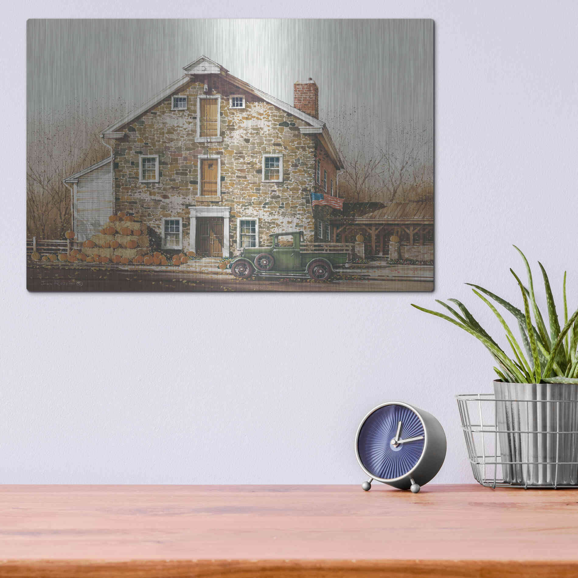 Luxe Metal Art 'Fall is in the Air' by John Rossini, Metal Wall Art,16x12