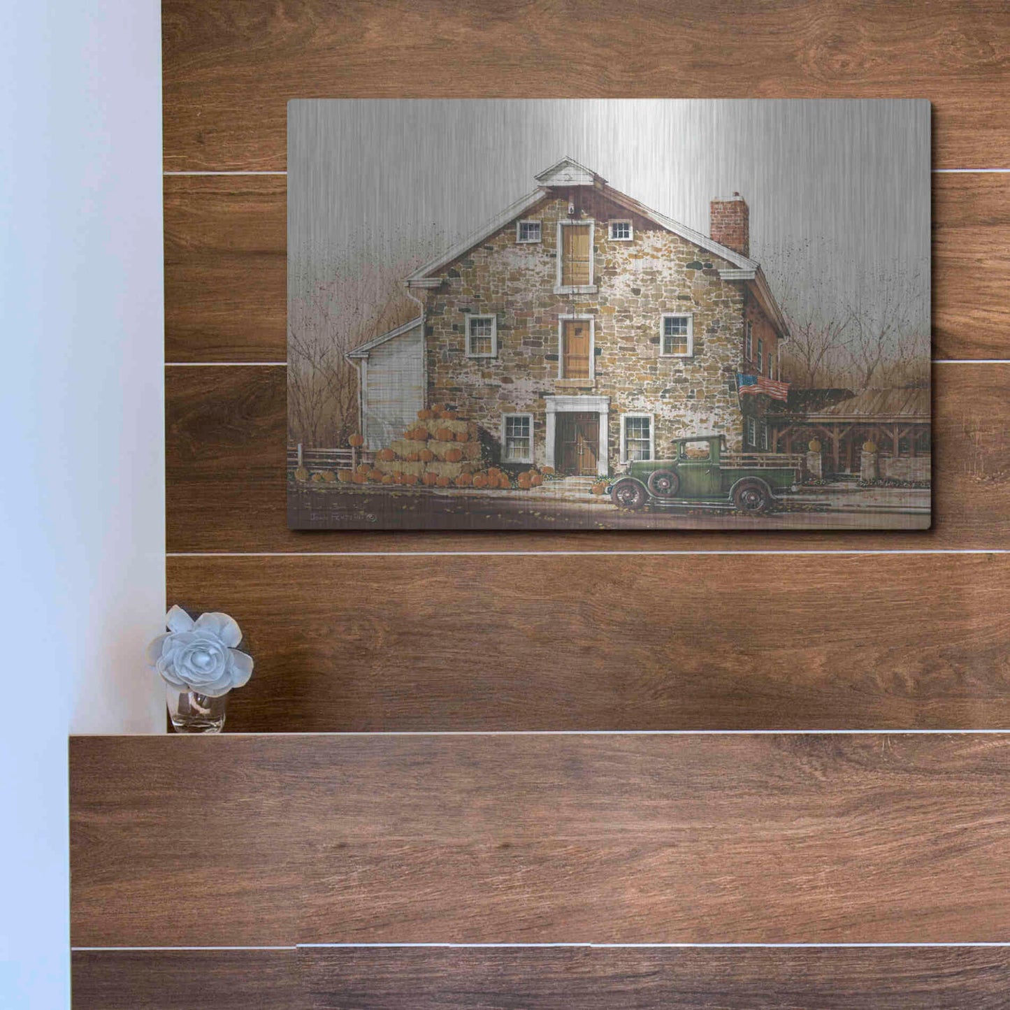 Luxe Metal Art 'Fall is in the Air' by John Rossini, Metal Wall Art,16x12