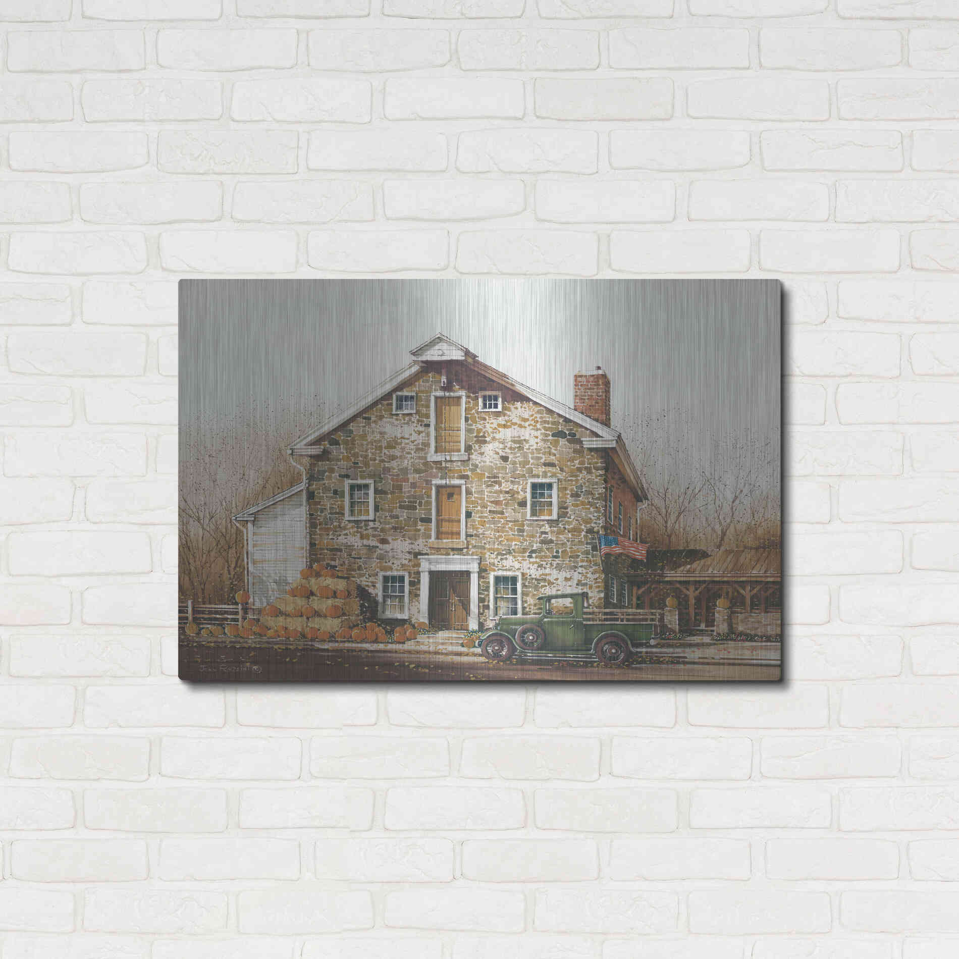 Luxe Metal Art 'Fall is in the Air' by John Rossini, Metal Wall Art,36x24