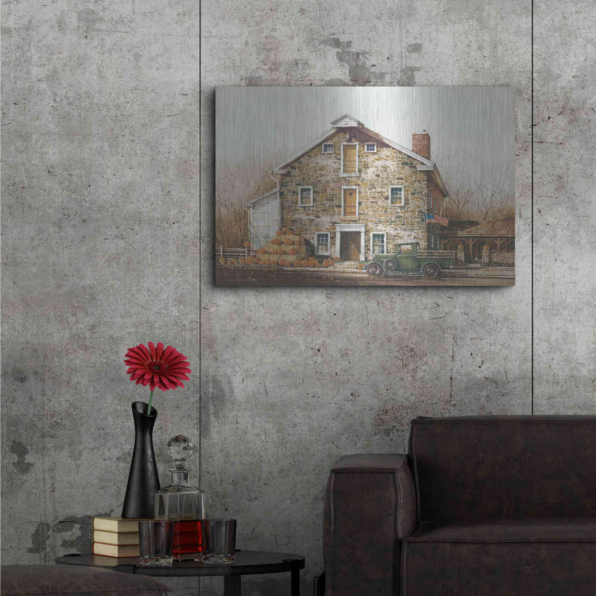 Luxe Metal Art 'Fall is in the Air' by John Rossini, Metal Wall Art,36x24