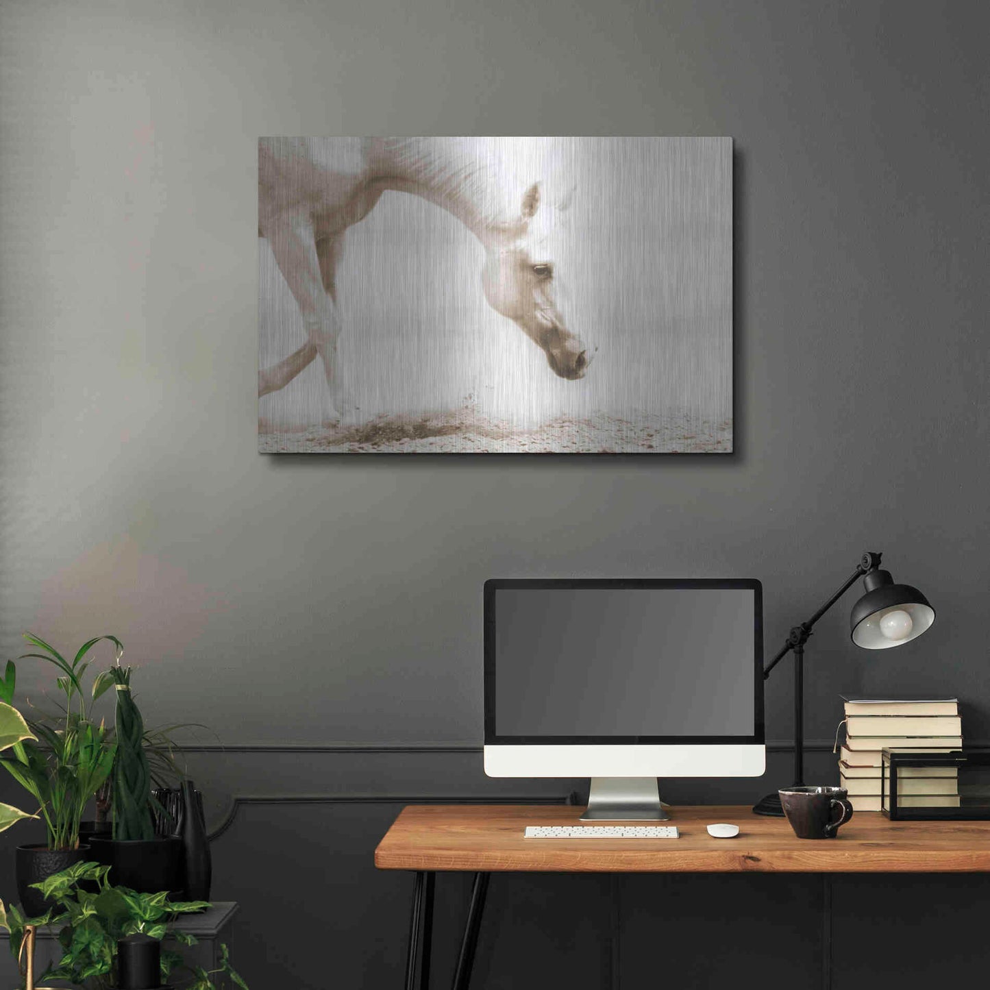 Luxe Metal Art 'Trail Horse Sepia' by Kari Brooks, Metal Wall Art,36x24