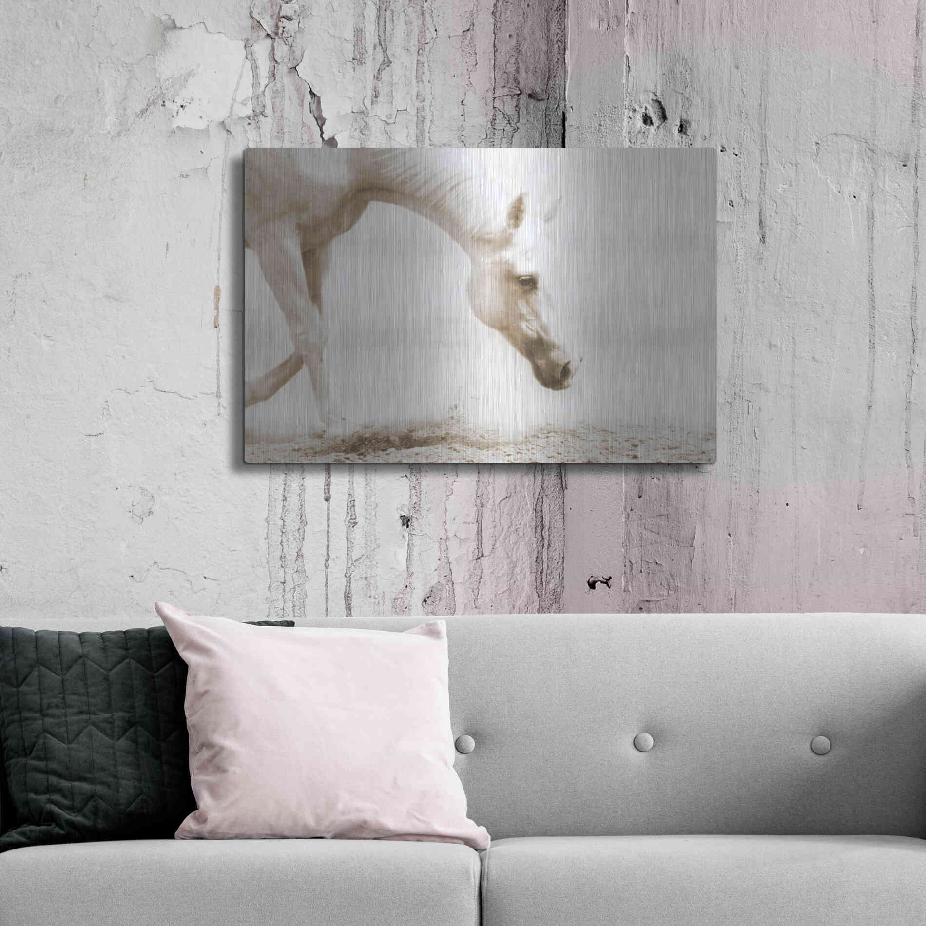 Luxe Metal Art 'Trail Horse Sepia' by Kari Brooks, Metal Wall Art,36x24