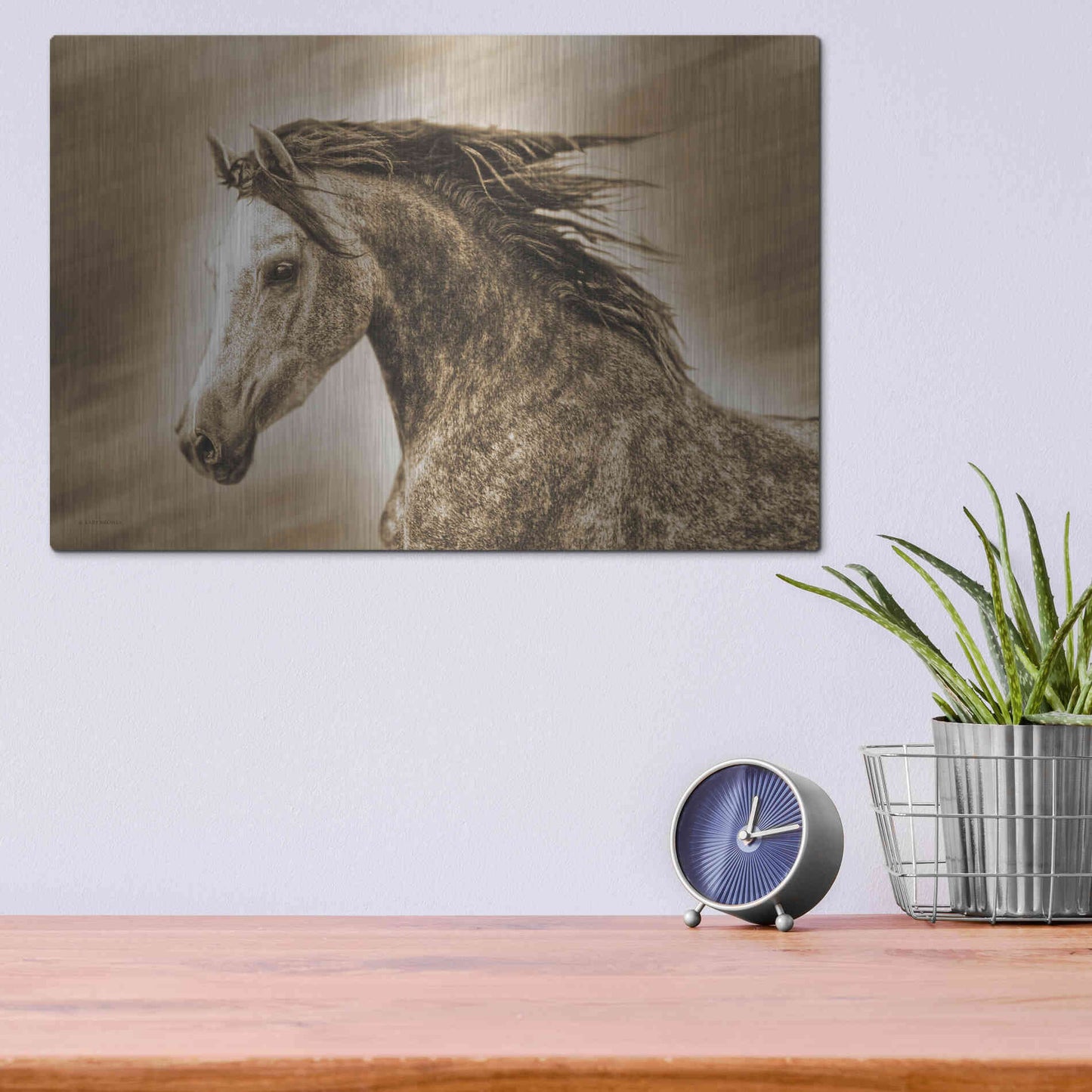 Luxe Metal Art 'Addie Gray' by Kari Brooks, Metal Wall Art,16x12