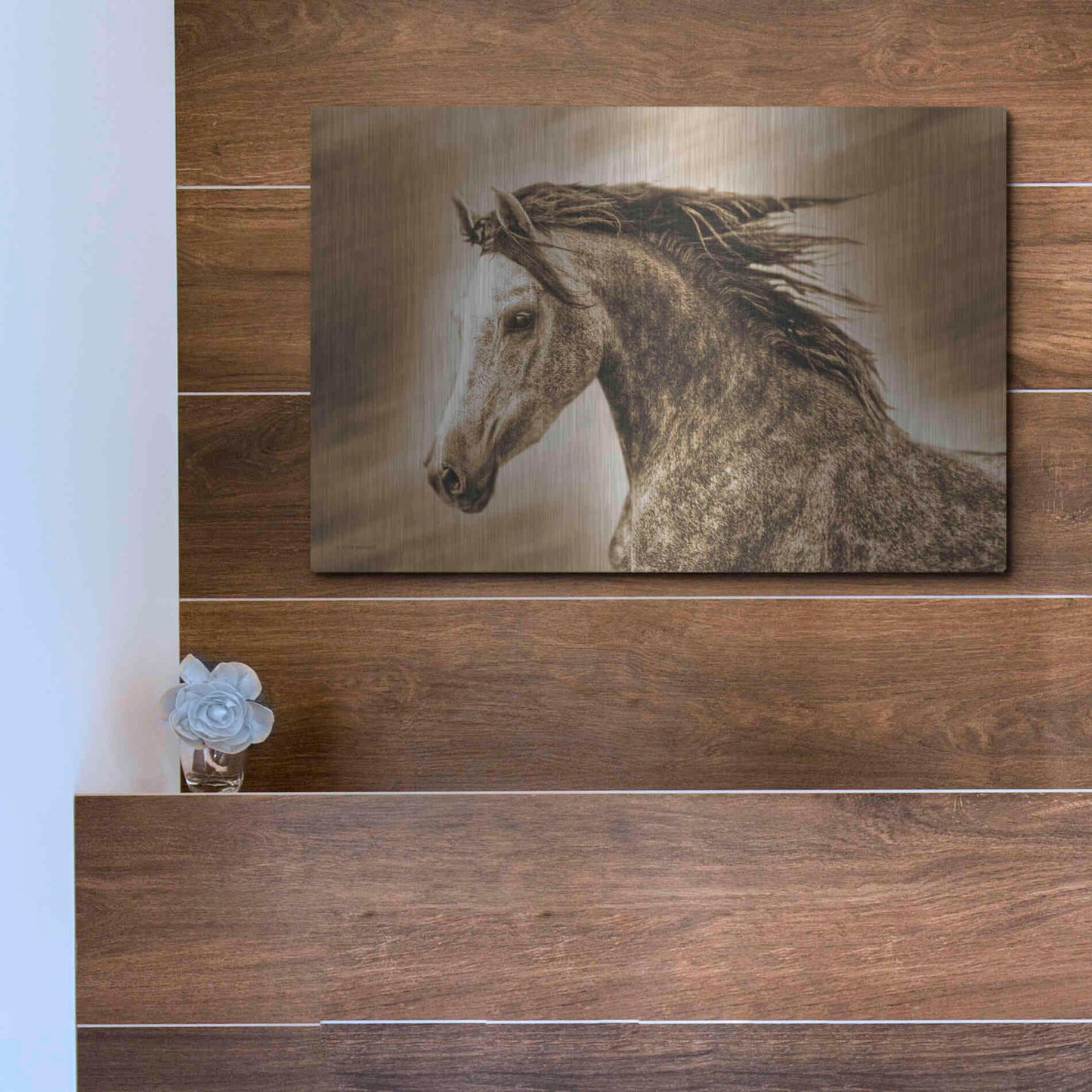 Luxe Metal Art 'Addie Gray' by Kari Brooks, Metal Wall Art,16x12