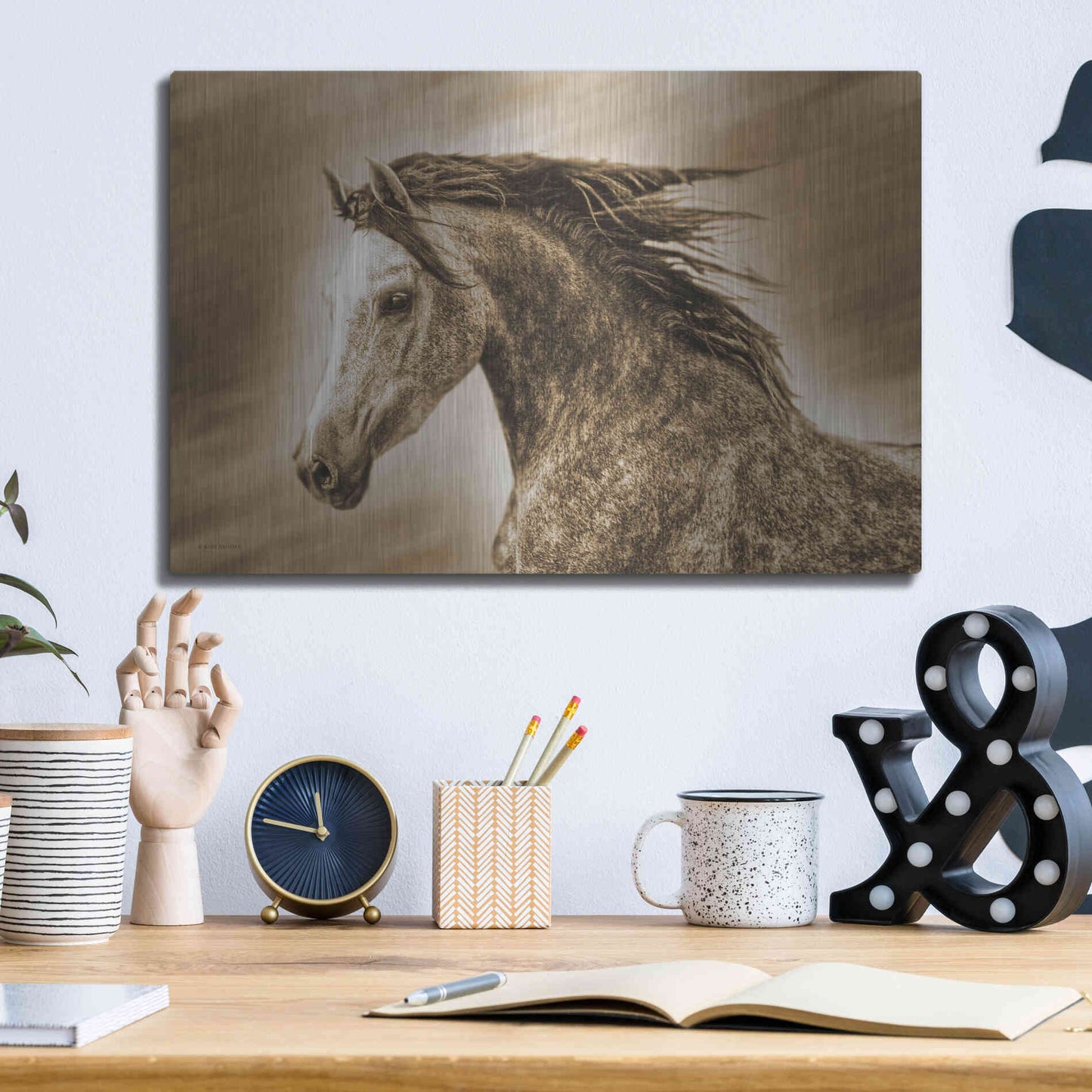 Luxe Metal Art 'Addie Gray' by Kari Brooks, Metal Wall Art,16x12