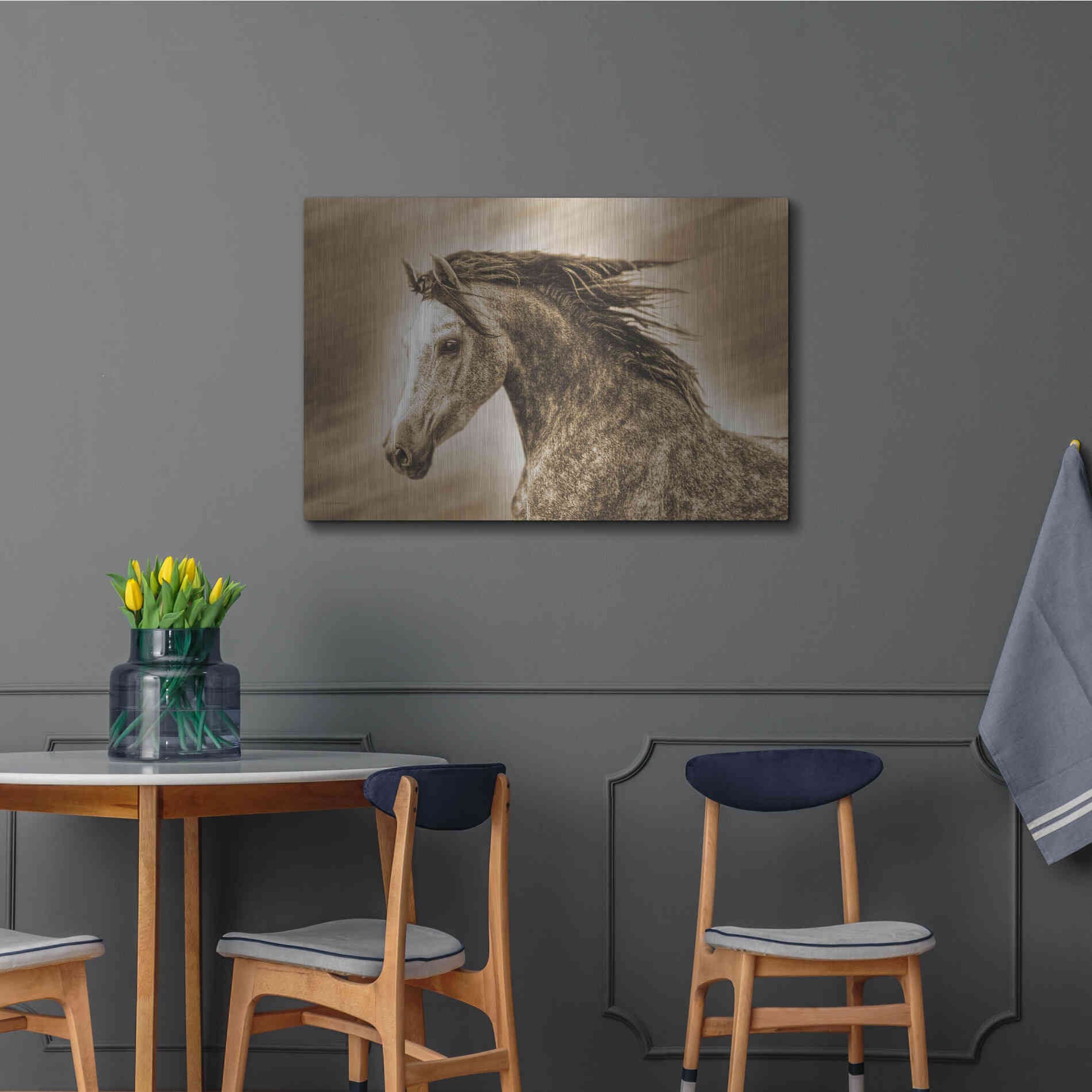 Luxe Metal Art 'Addie Gray' by Kari Brooks, Metal Wall Art,36x24